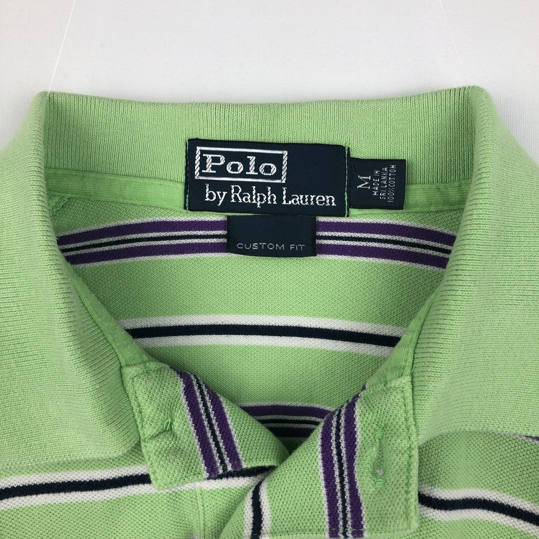 Ralph Lauren POLO by Ralph Lauren CUSTOM FIT Multi-border short sleeve border polo shirt Men's M size cotton Mint green Vintage Second Hand