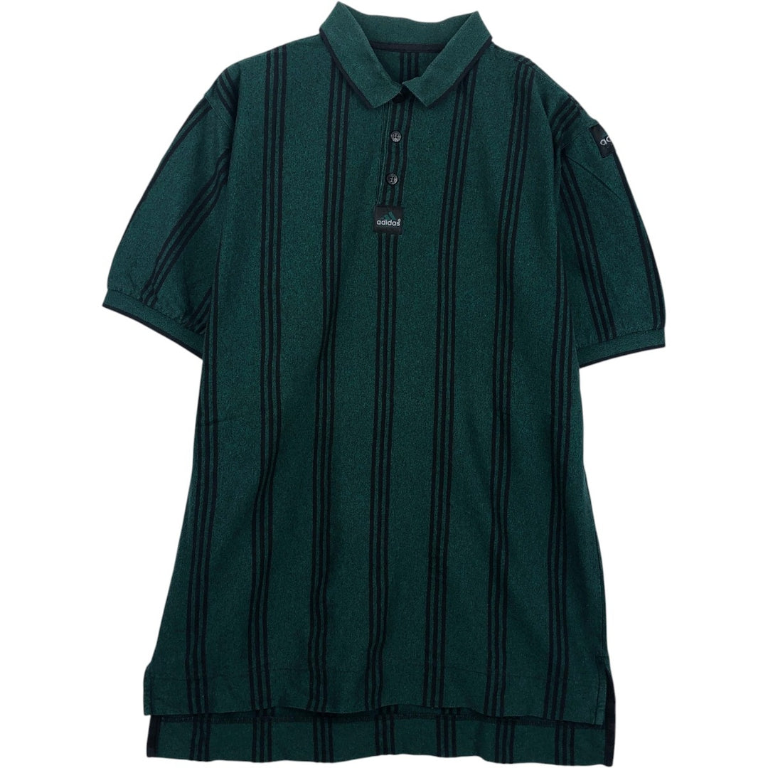 90'S Adidas EQUIPMENT Short-Sleeve Striped Polo Shirt, Men's Size M (approx.), Vintage cotton green type Vintage Second Hand