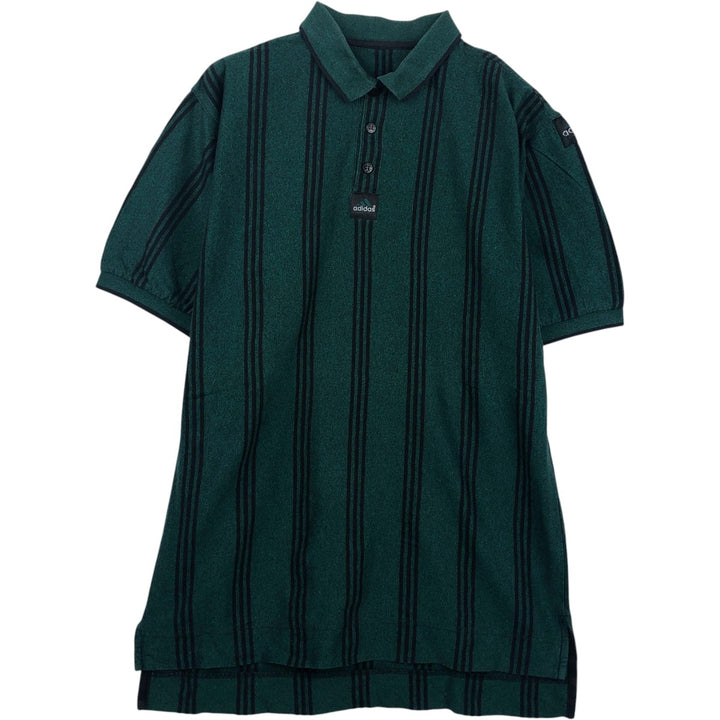 90'S Adidas EQUIPMENT Short-Sleeve Striped Polo Shirt, Men's Size M (approx.), Vintage cotton green type Vintage Second Hand