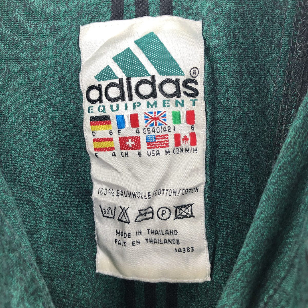 90'S Adidas EQUIPMENT Short-Sleeve Striped Polo Shirt, Men's Size M (approx.), Vintage cotton green type Vintage Second Hand