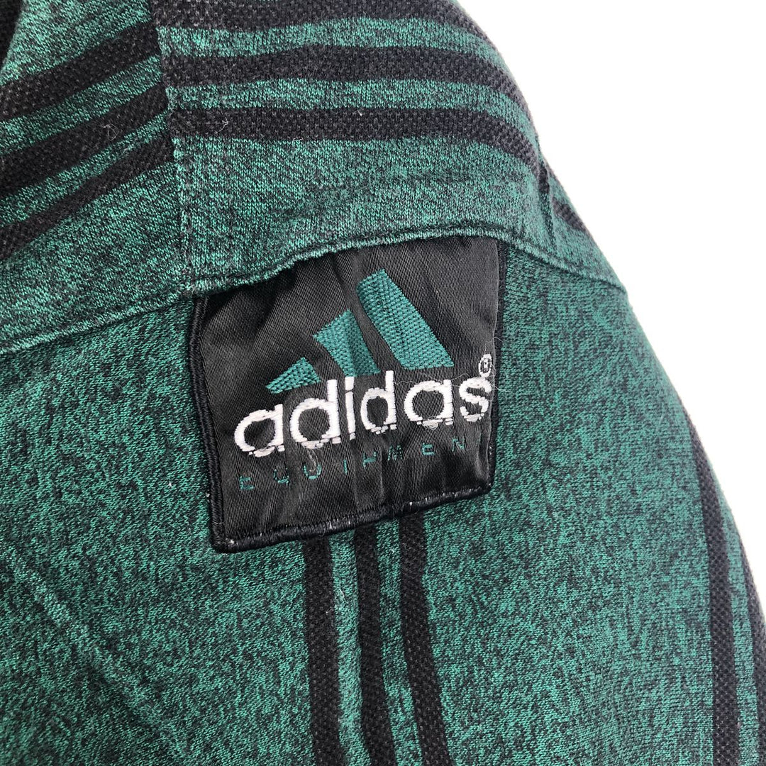 90'S Adidas EQUIPMENT Short-Sleeve Striped Polo Shirt, Men's Size M (approx.), Vintage cotton green type Vintage Second Hand