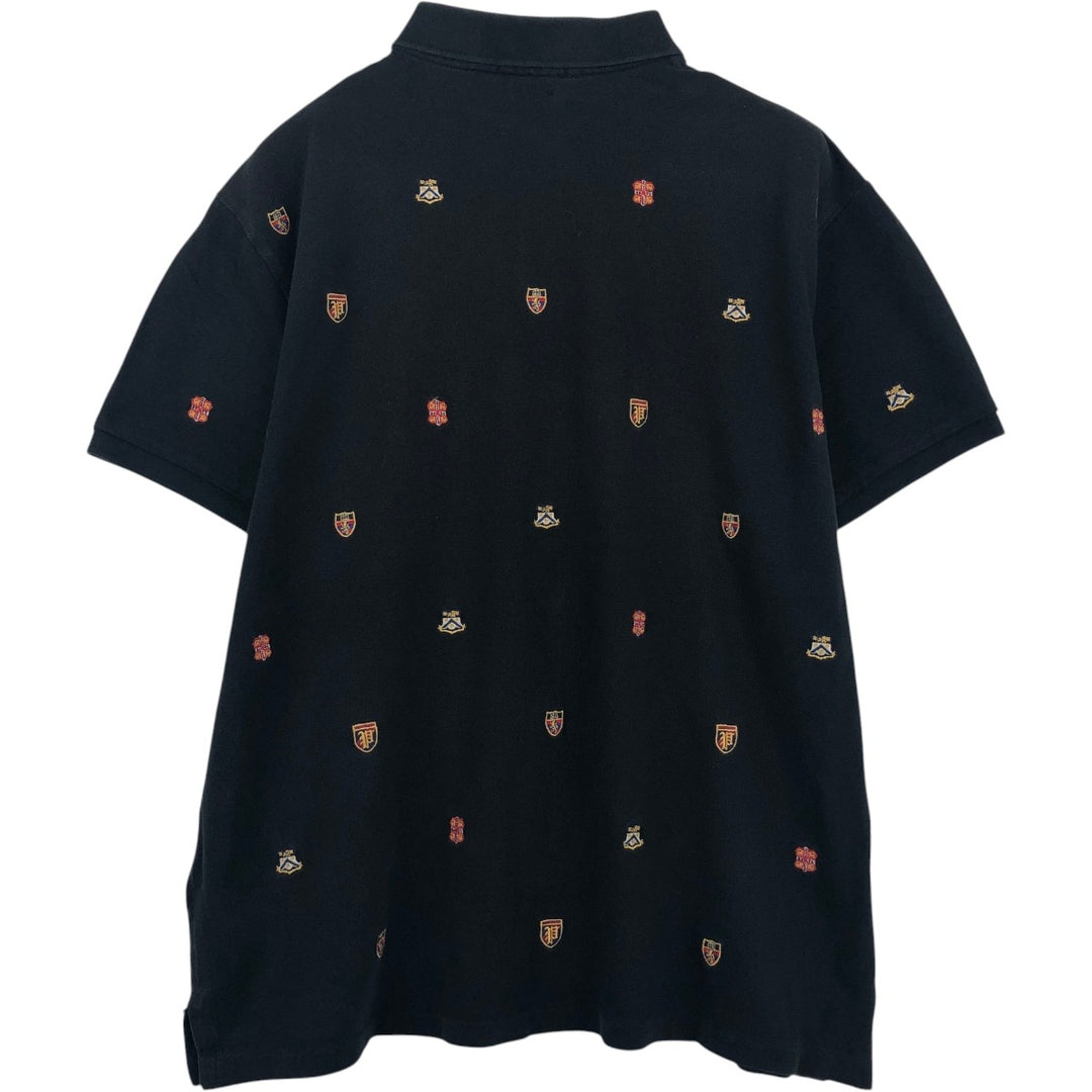 Ralph Lauren POLO RALPH LAUREN CUSTOM SLIM FIT all-over print short-sleeved polo shirt, men's size XL (approx.) cotton black type Vintage Second Hand