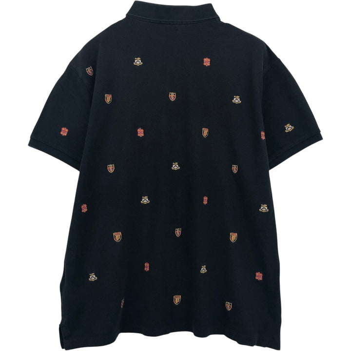 Ralph Lauren POLO RALPH LAUREN CUSTOM SLIM FIT all-over print short-sleeved polo shirt, men's size XL (approx.) cotton black type Vintage Second Hand