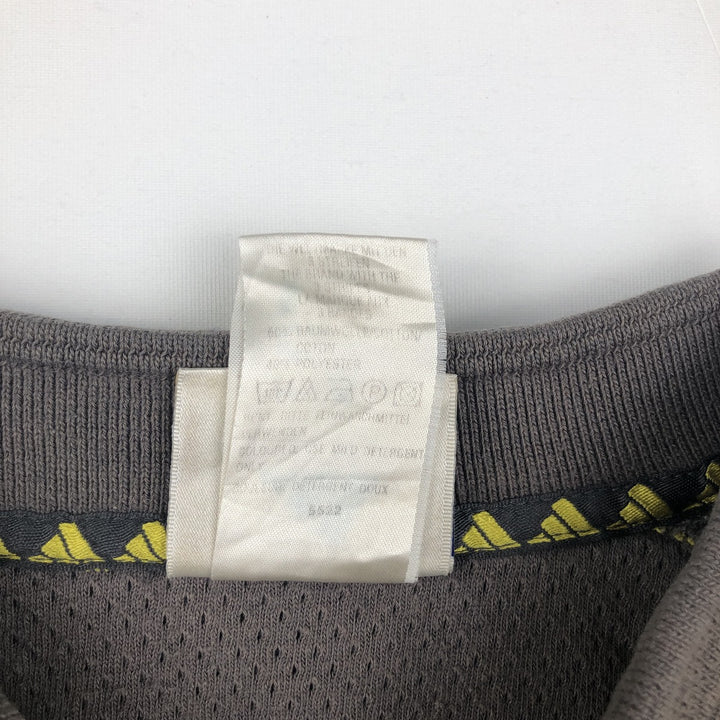 90s-00'S Adidas herringbone short-sleeved striped polo shirt, men's size L (approx.) cotton lemon yellow Vintage Second Hand