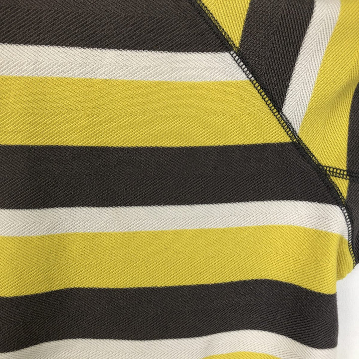 90s-00'S Adidas herringbone short-sleeved striped polo shirt, men's size L (approx.) cotton lemon yellow Vintage Second Hand