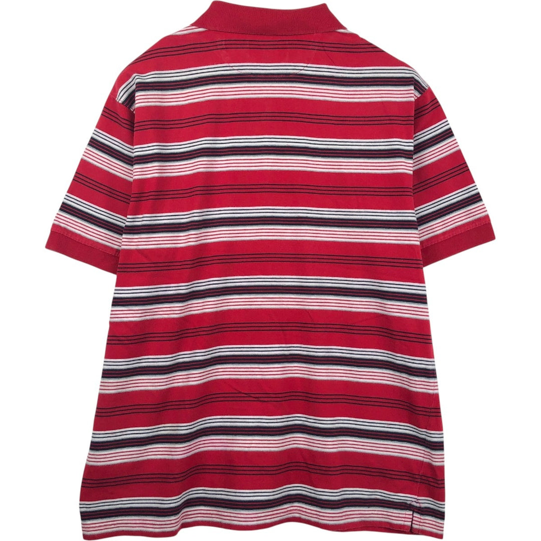 Ralph Lauren CHAPS Multi-border short sleeve striped polo shirt for men, equivalent to XL cotton tricolor color Vintage Second Hand