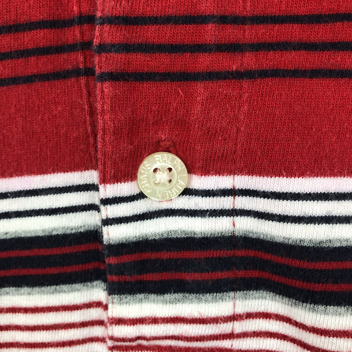 Ralph Lauren CHAPS Multi-border short sleeve striped polo shirt for men, equivalent to XL cotton tricolor color Vintage Second Hand