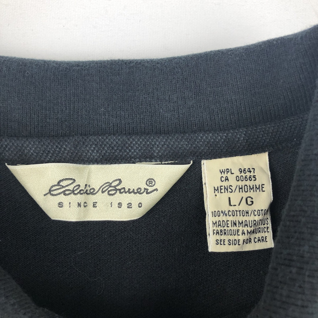 Eddie Bauer Short-Sleeve Polo Shirt, Men's Size L (approx.) cotton black type Vintage Second Hand