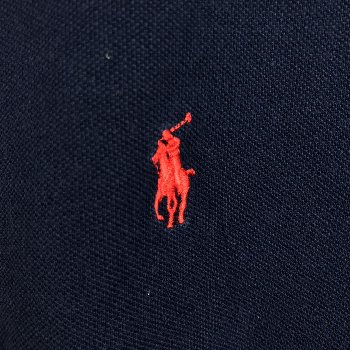 Ralph Lauren POLO by Ralph Lauren SLIM FIT Short-Sleeve Polo Shirt (Men's Size L equivalent) cotton navy blue type Vintage Second Hand