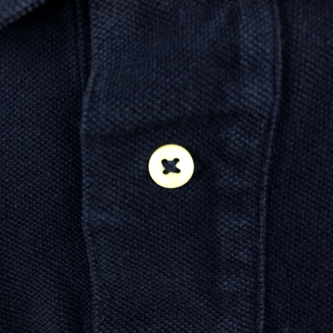 Ralph Lauren POLO by Ralph Lauren SLIM FIT Short-Sleeve Polo Shirt (Men's Size L equivalent) cotton navy blue type Vintage Second Hand
