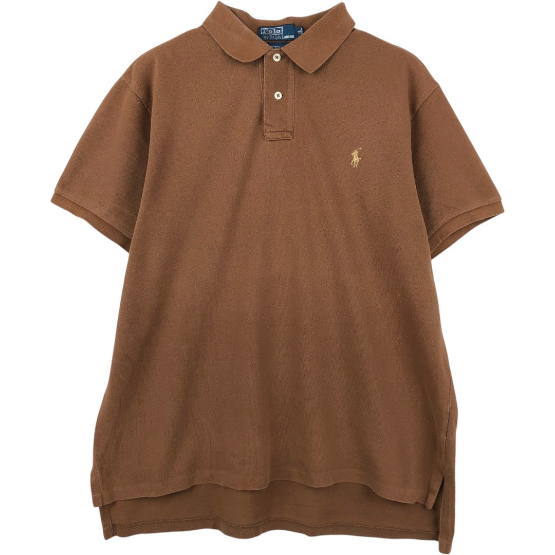 Ralph Lauren POLO by Ralph Lauren CUSTOM FIT short sleeve polo shirt, men's XL size cotton brown type Vintage Second Hand