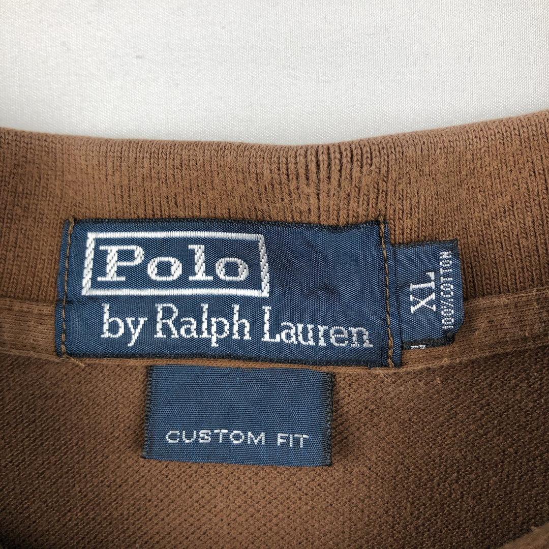 Ralph Lauren POLO by Ralph Lauren CUSTOM FIT short sleeve polo shirt, men's XL size cotton brown type Vintage Second Hand