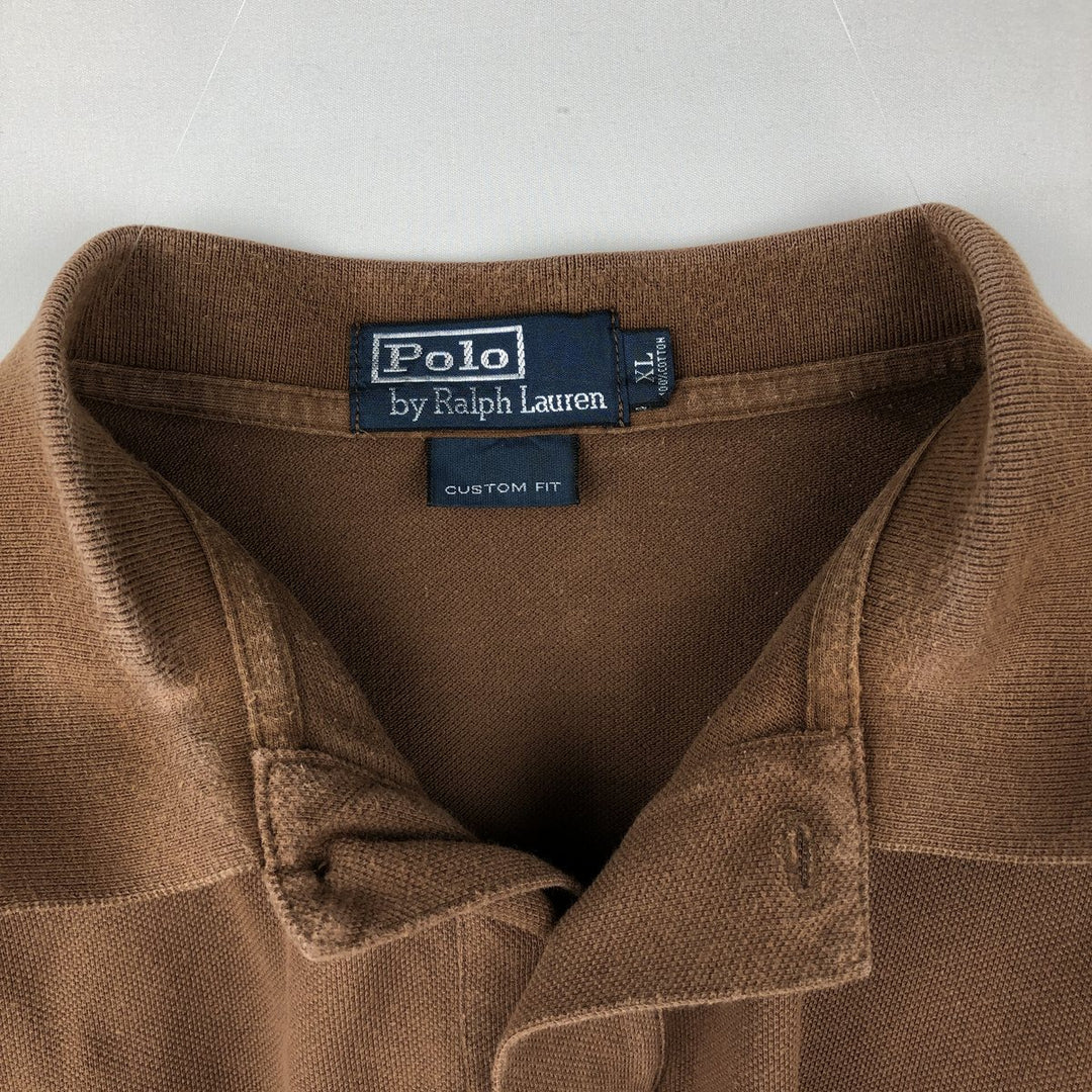 Ralph Lauren POLO by Ralph Lauren CUSTOM FIT short sleeve polo shirt, men's XL size cotton brown type Vintage Second Hand