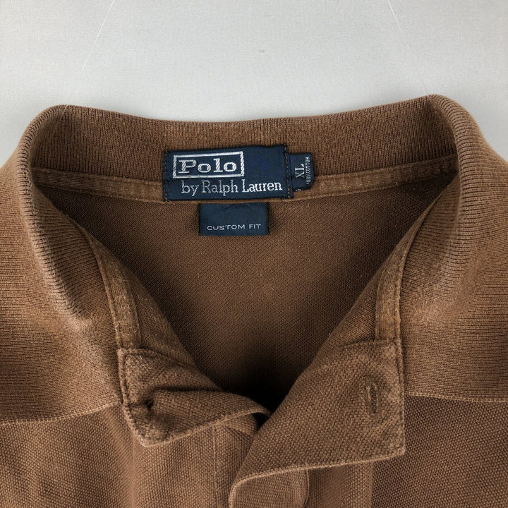 Ralph Lauren POLO by Ralph Lauren CUSTOM FIT short sleeve polo shirt, men's XL size cotton brown type Vintage Second Hand