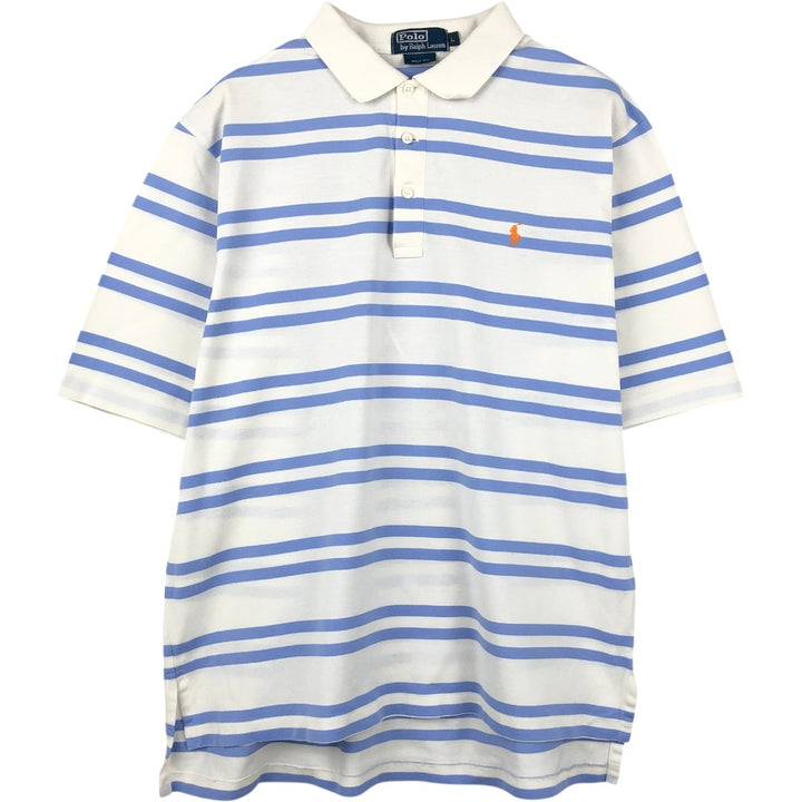 Ralph Lauren POLO by Ralph Lauren GOLF FIT Short-Sleeve Striped Polo Shirt, Men's Size L (approx.) unclear white type Vintage Second Hand
