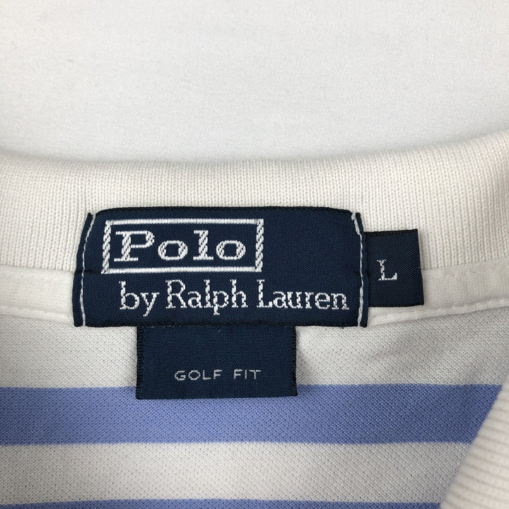 Ralph Lauren POLO by Ralph Lauren GOLF FIT Short-Sleeve Striped Polo Shirt, Men's Size L (approx.) unclear white type Vintage Second Hand