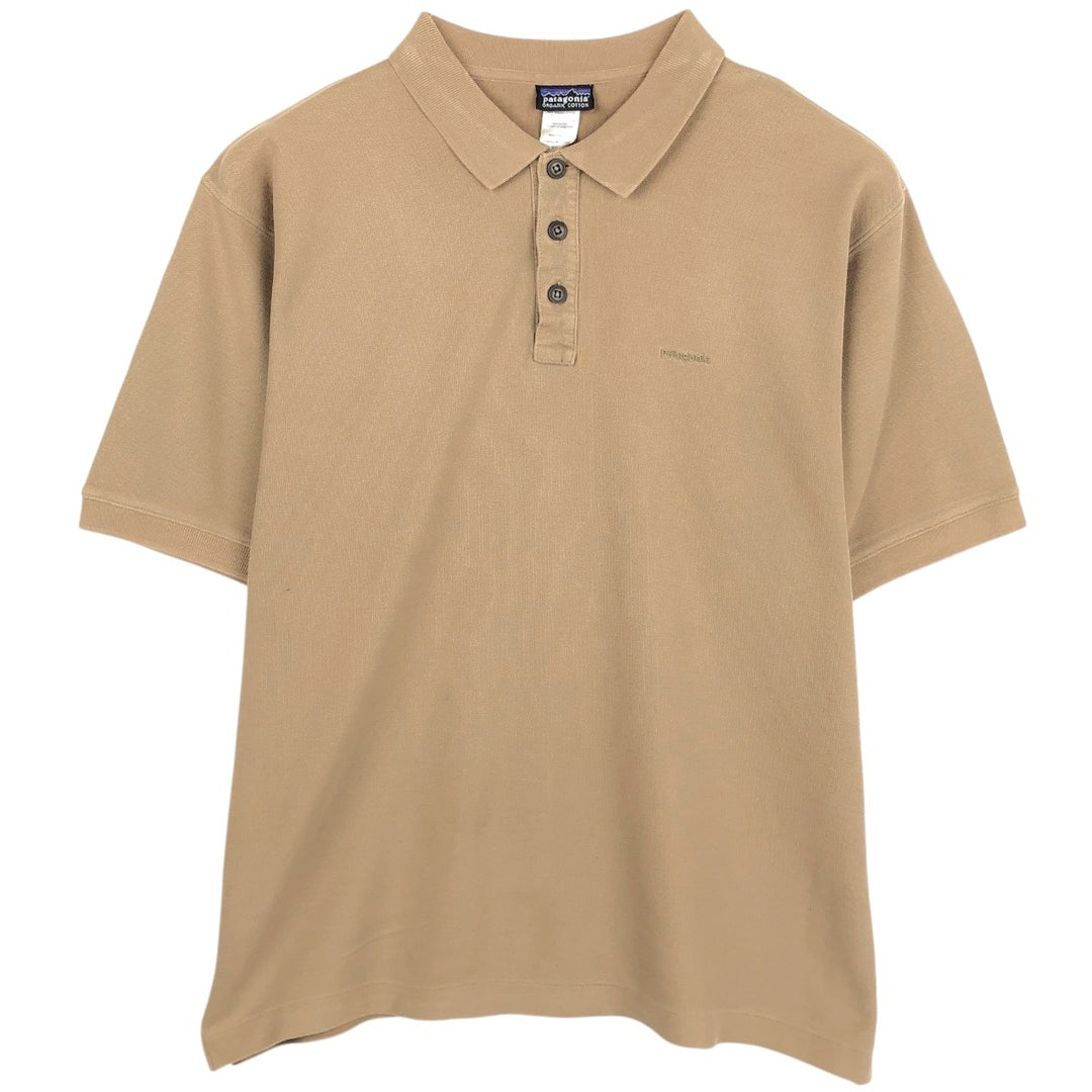 2000'S Patagonia Organic Cotton Short-Sleeve Polo Shirt, Men's Size M (approx.) cotton Beige type Vintage Second Hand