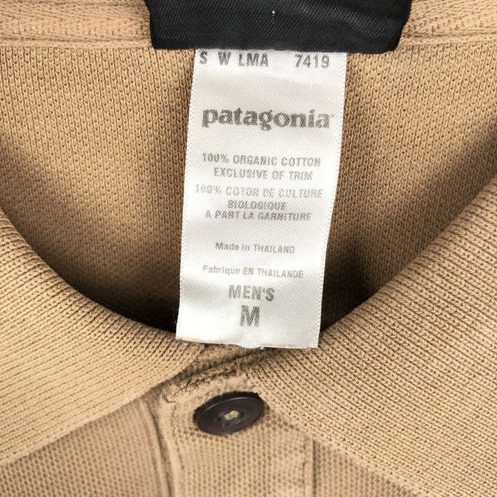 2000'S Patagonia Organic Cotton Short-Sleeve Polo Shirt, Men's Size M (approx.) cotton Beige type Vintage Second Hand