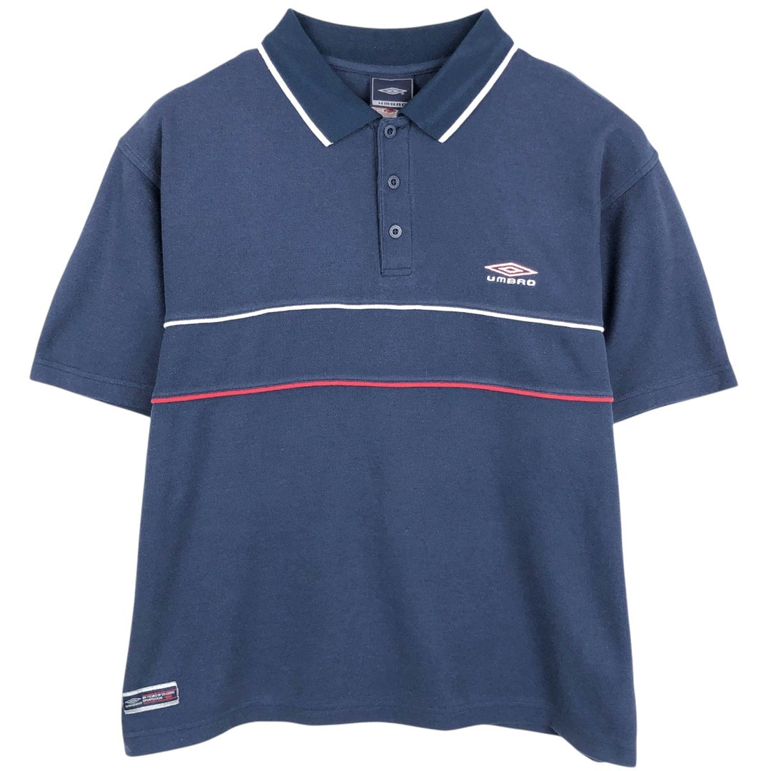 UMBRO short sleeve polo shirt, men's size L unclear navy blue type Vintage Second Hand