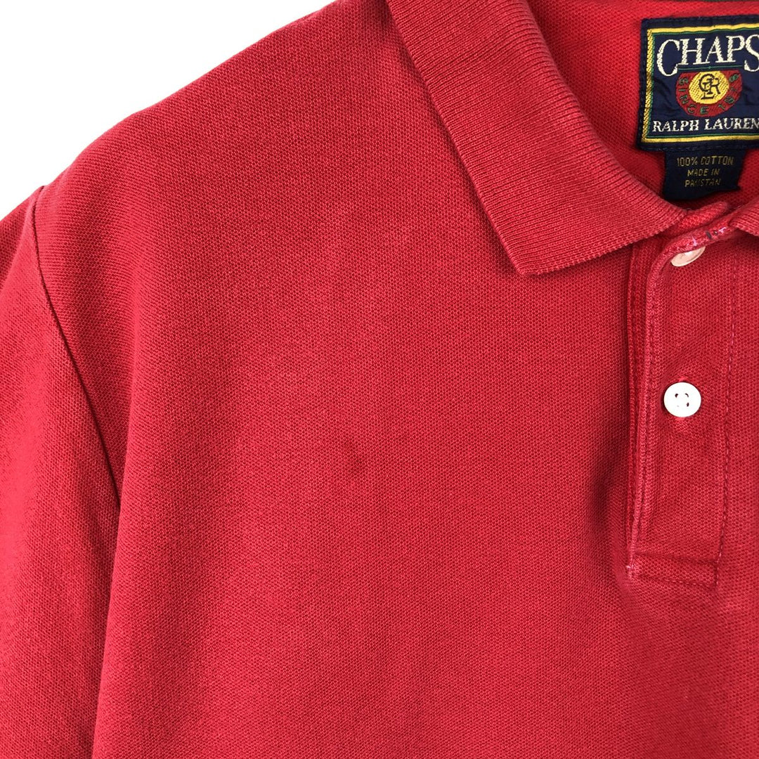 Ralph Lauren CHAPS Short-Sleeve Polo Shirt, Men's Size M (approx.) cotton red type Vintage Second Hand