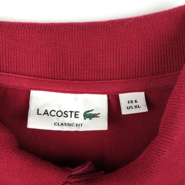 Lacoste Classic Fit short sleeve polo shirt, men's XL size cotton red type Vintage Second Hand