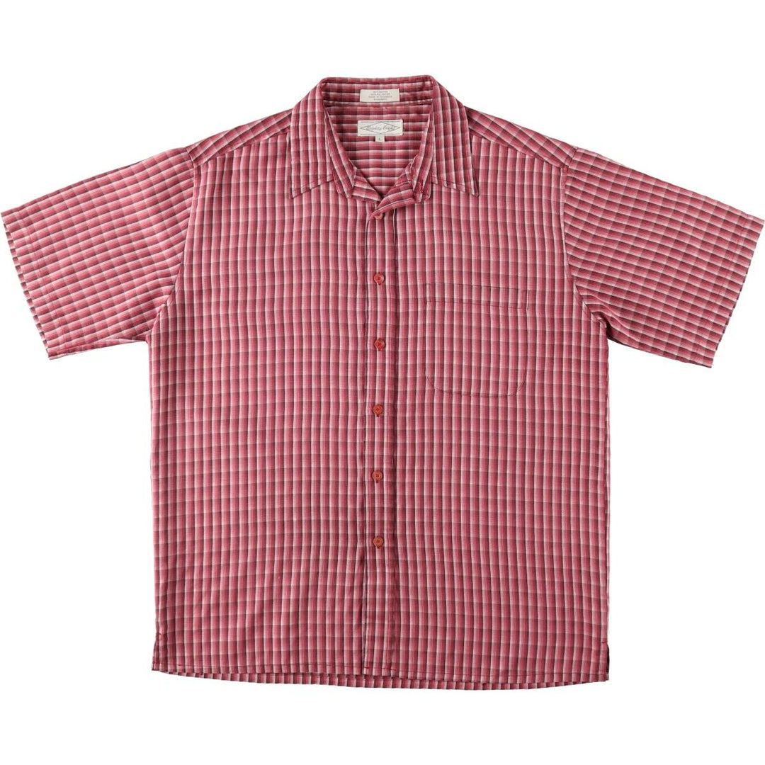 Eighty Eight Check Pattern Short-Sleeve Open Collar Rayon Shirt Box Shirt Men's Size L Rayon red type Vintage Second Hand