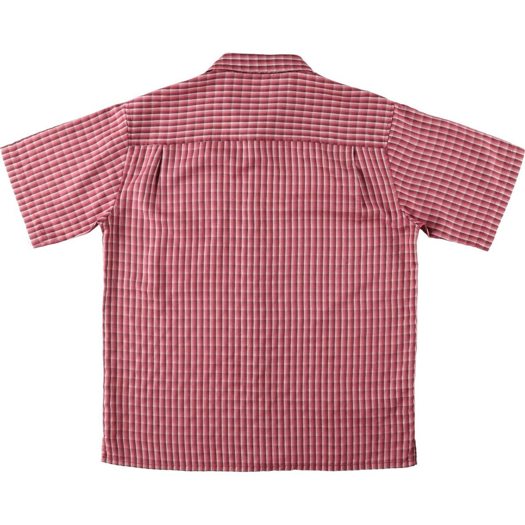 Eighty Eight Check Pattern Short-Sleeve Open Collar Rayon Shirt Box Shirt Men's Size L Rayon red type Vintage Second Hand