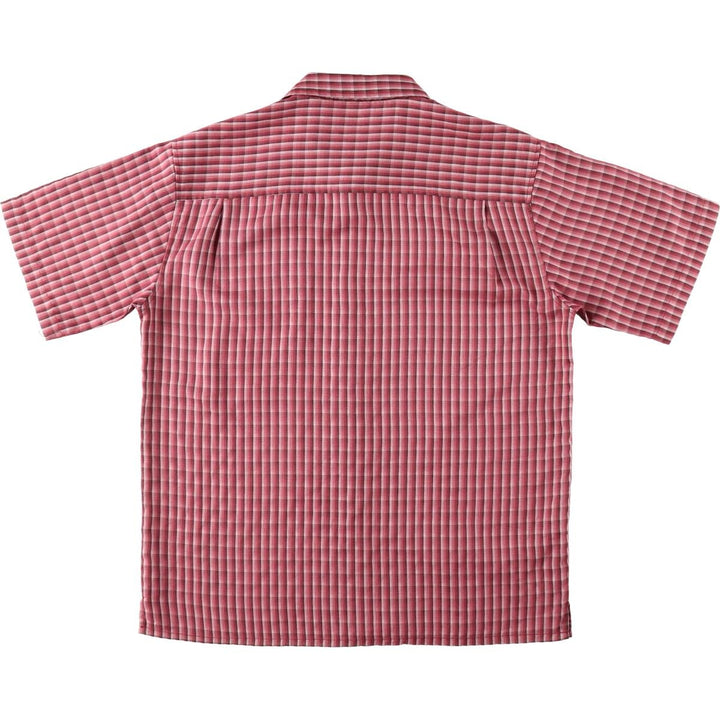 Eighty Eight Check Pattern Short-Sleeve Open Collar Rayon Shirt Box Shirt Men's Size L Rayon red type Vintage Second Hand