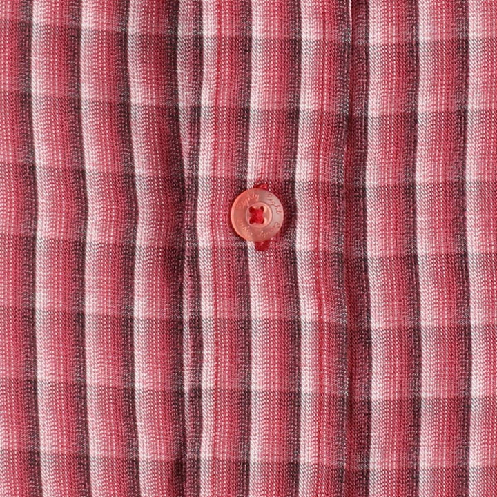 Eighty Eight Check Pattern Short-Sleeve Open Collar Rayon Shirt Box Shirt Men's Size L Rayon red type Vintage Second Hand