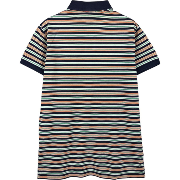 Ralph Lauren POLO by Ralph Lauren CUSTOM FIT Multi-border short sleeve border polo shirt Men's M size Pima Cotton navy blue type Vintage Second Hand