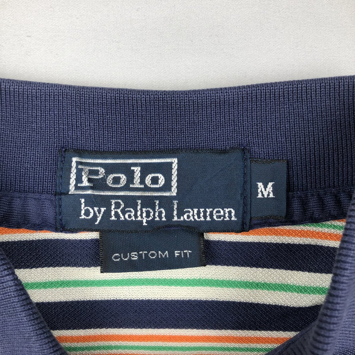 Ralph Lauren POLO by Ralph Lauren CUSTOM FIT Multi-border short sleeve border polo shirt Men's M size Pima Cotton navy blue type Vintage Second Hand