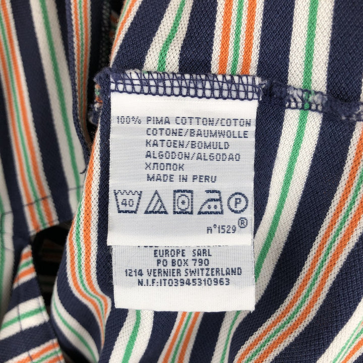 Ralph Lauren POLO by Ralph Lauren CUSTOM FIT Multi-border short sleeve border polo shirt Men's M size Pima Cotton navy blue type Vintage Second Hand