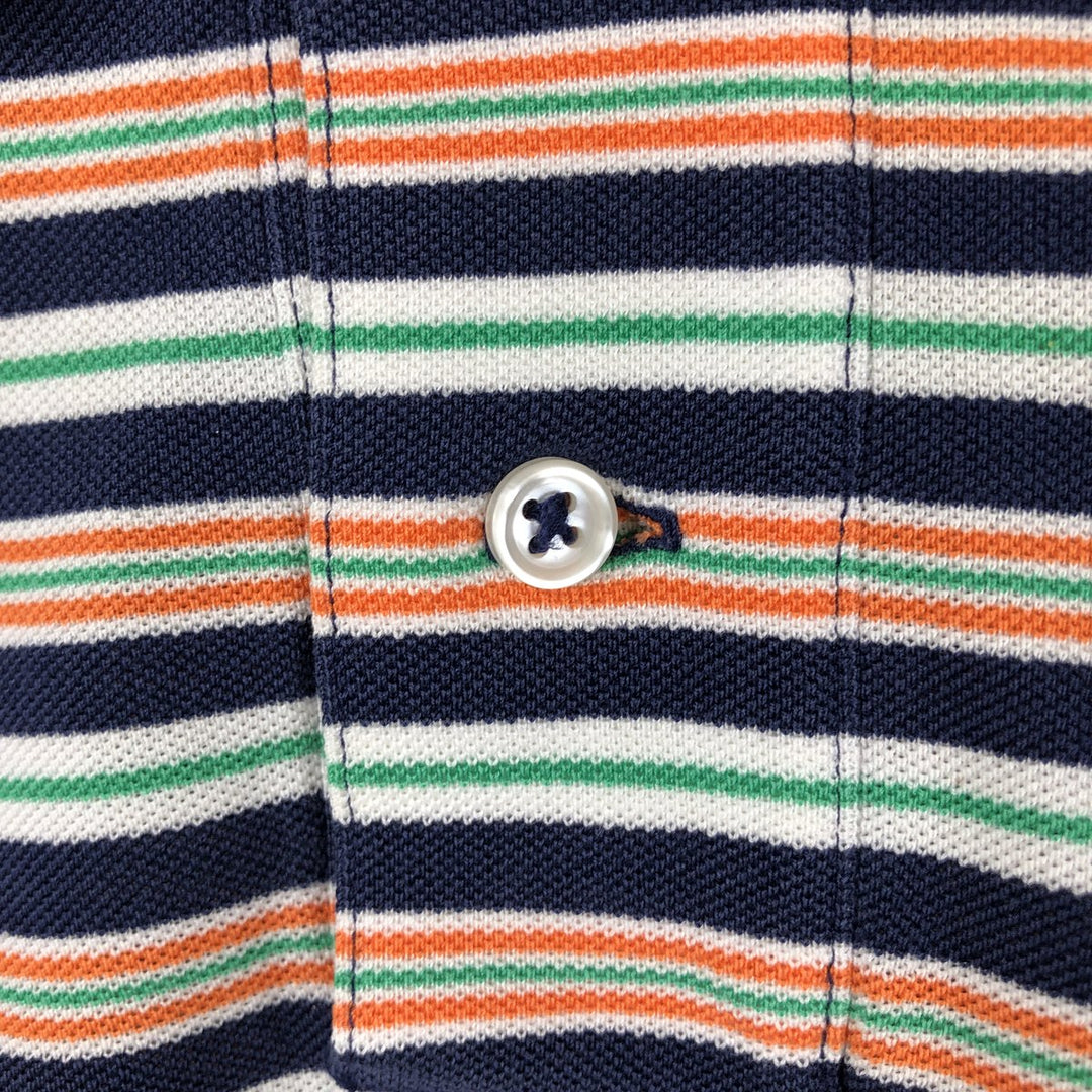 Ralph Lauren POLO by Ralph Lauren CUSTOM FIT Multi-border short sleeve border polo shirt Men's M size Pima Cotton navy blue type Vintage Second Hand