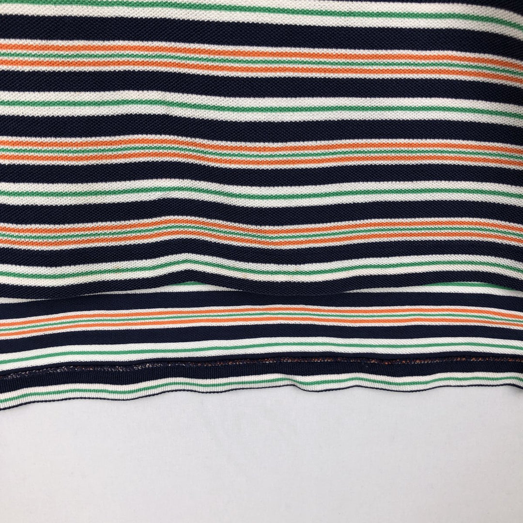 Ralph Lauren POLO by Ralph Lauren CUSTOM FIT Multi-border short sleeve border polo shirt Men's M size Pima Cotton navy blue type Vintage Second Hand