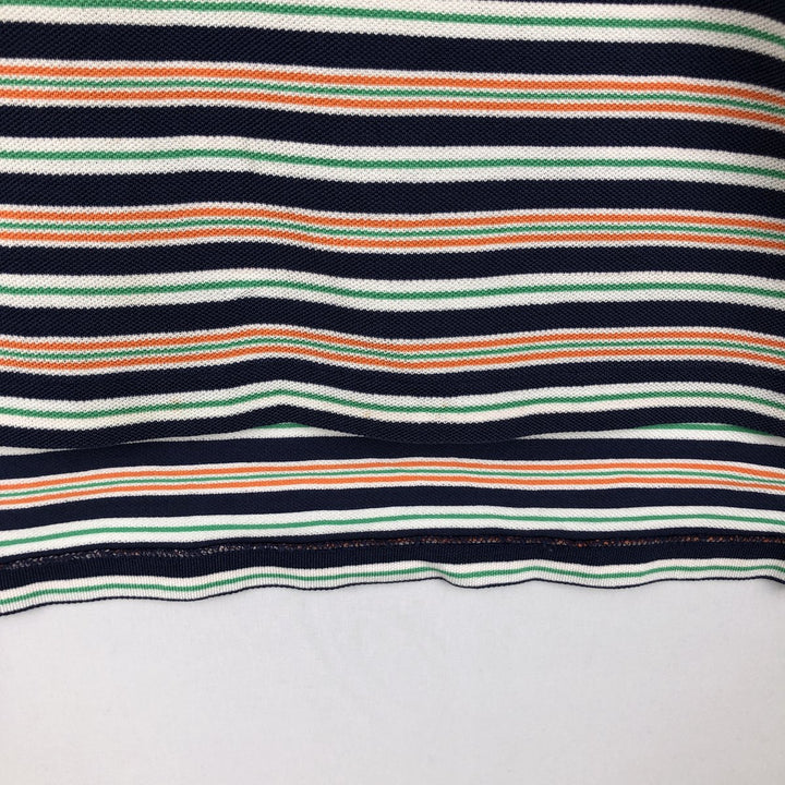 Ralph Lauren POLO by Ralph Lauren CUSTOM FIT Multi-border short sleeve border polo shirt Men's M size Pima Cotton navy blue type Vintage Second Hand