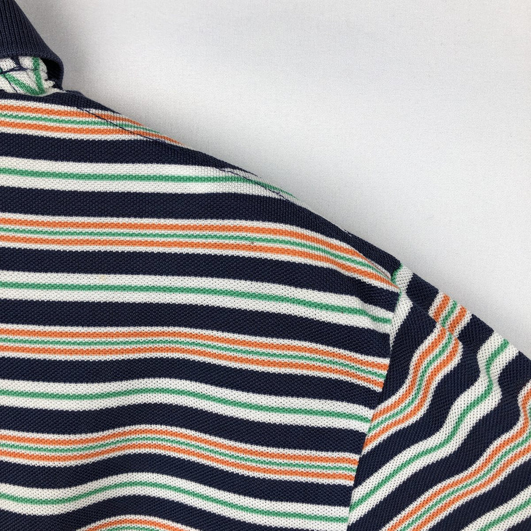 Ralph Lauren POLO by Ralph Lauren CUSTOM FIT Multi-border short sleeve border polo shirt Men's M size Pima Cotton navy blue type Vintage Second Hand
