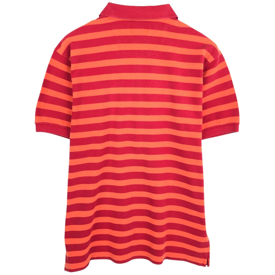 Ralph Lauren CHAPS Short-Sleeve Striped Polo Shirt, Men's Size L (approx.) cotton red type Vintage Second Hand