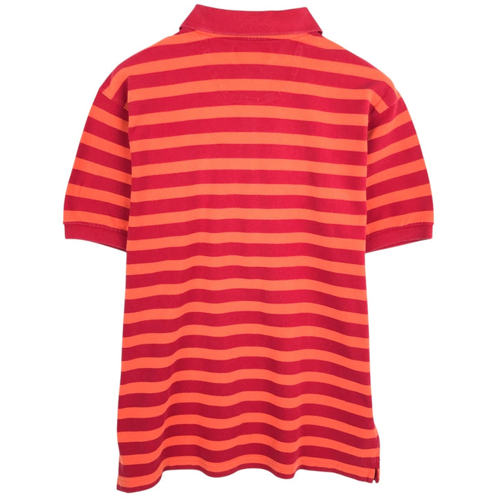 Ralph Lauren CHAPS Short-Sleeve Striped Polo Shirt, Men's Size L (approx.) cotton red type Vintage Second Hand