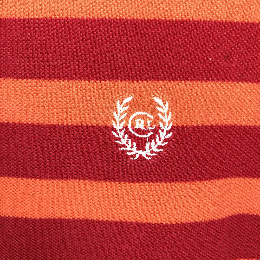 Ralph Lauren CHAPS Short-Sleeve Striped Polo Shirt, Men's Size L (approx.) cotton red type Vintage Second Hand