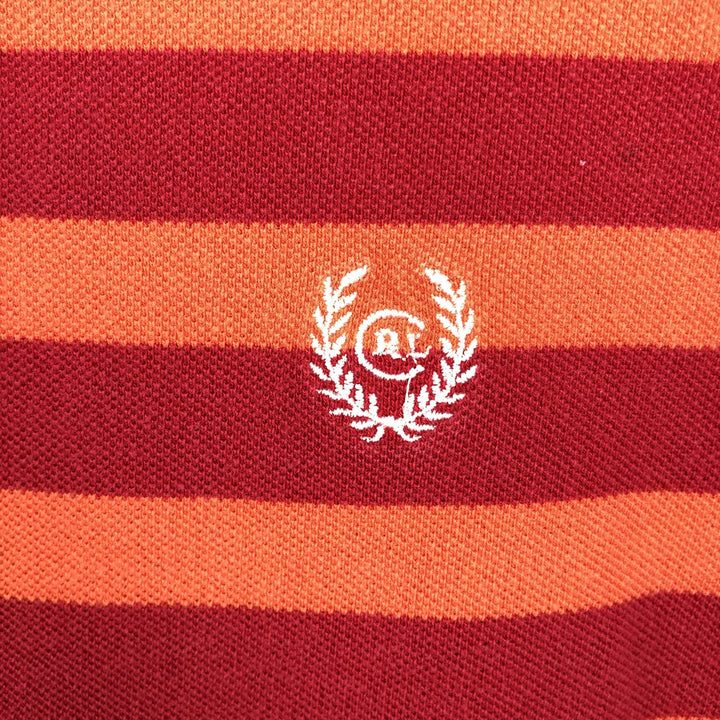 Ralph Lauren CHAPS Short-Sleeve Striped Polo Shirt, Men's Size L (approx.) cotton red type Vintage Second Hand