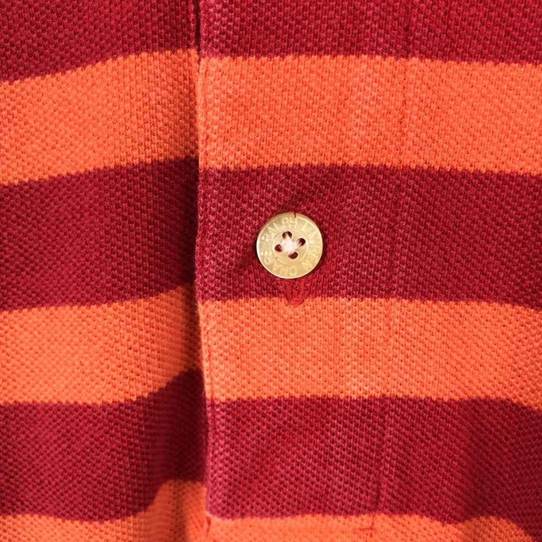 Ralph Lauren CHAPS Short-Sleeve Striped Polo Shirt, Men's Size L (approx.) cotton red type Vintage Second Hand