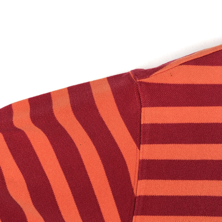 Ralph Lauren CHAPS Short-Sleeve Striped Polo Shirt, Men's Size L (approx.) cotton red type Vintage Second Hand