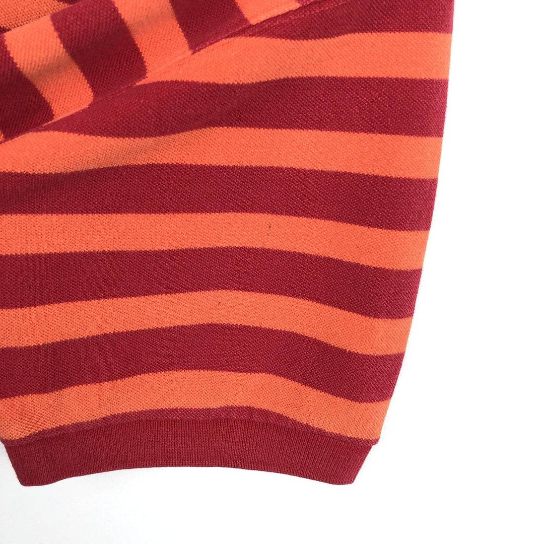 Ralph Lauren CHAPS Short-Sleeve Striped Polo Shirt, Men's Size L (approx.) cotton red type Vintage Second Hand