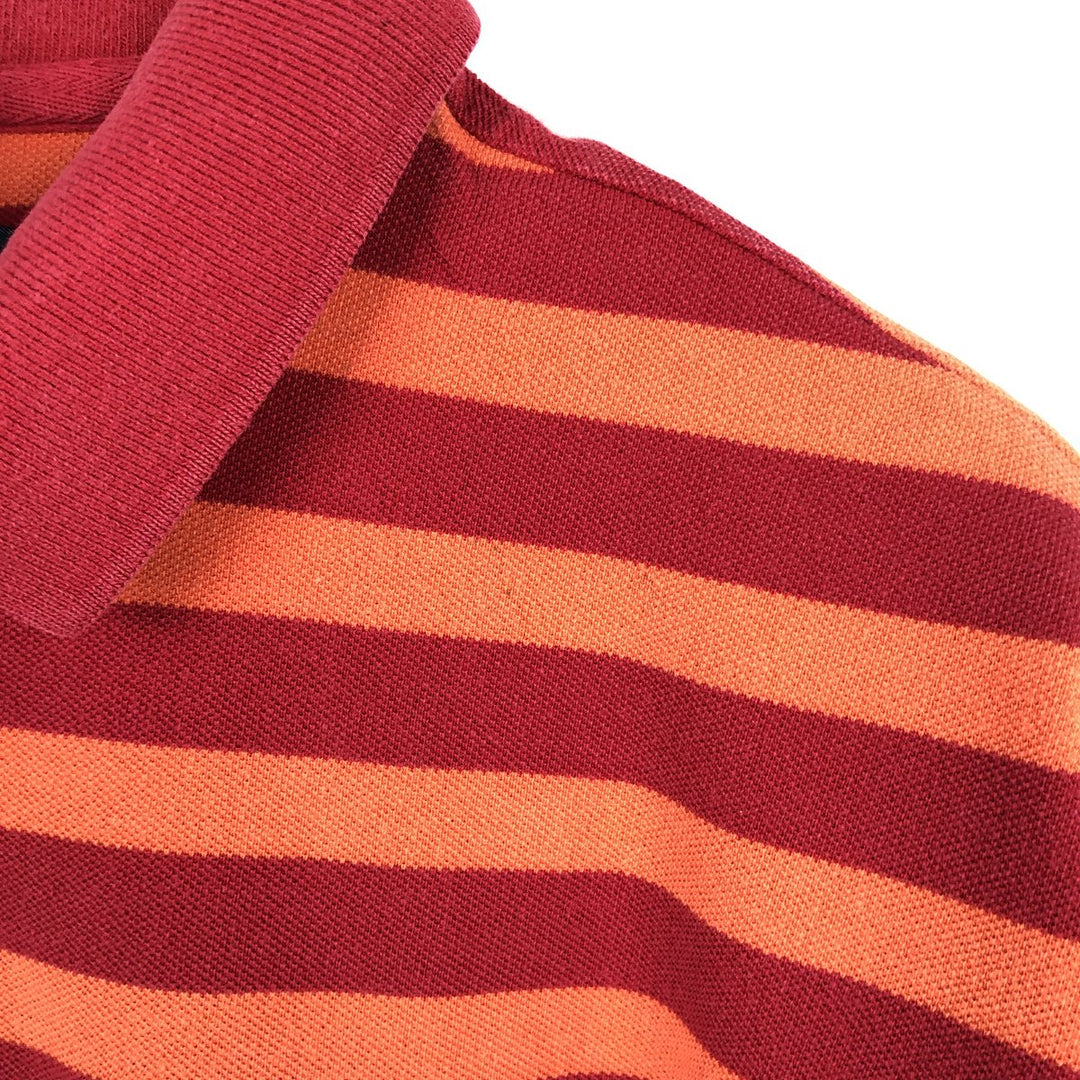 Ralph Lauren CHAPS Short-Sleeve Striped Polo Shirt, Men's Size L (approx.) cotton red type Vintage Second Hand