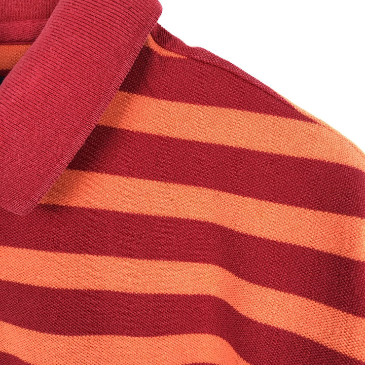Ralph Lauren CHAPS Short-Sleeve Striped Polo Shirt, Men's Size L (approx.) cotton red type Vintage Second Hand