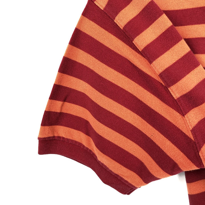 Ralph Lauren CHAPS Short-Sleeve Striped Polo Shirt, Men's Size L (approx.) cotton red type Vintage Second Hand