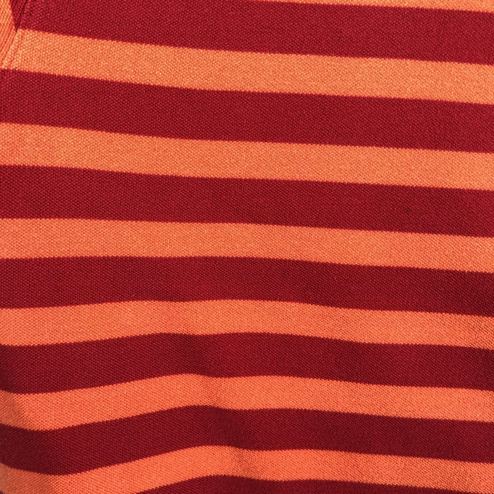Ralph Lauren CHAPS Short-Sleeve Striped Polo Shirt, Men's Size L (approx.) cotton red type Vintage Second Hand