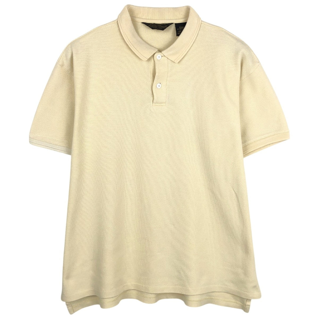 1980'S Eddie Bauer Short-Sleeve Polo Shirt, Made in USA, Men's Size XL (Equivalent), Vintage cotton unbleached Vintage Second Hand