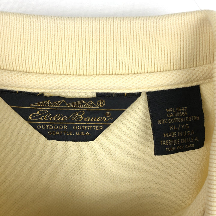 1980'S Eddie Bauer Short-Sleeve Polo Shirt, Made in USA, Men's Size XL (Equivalent), Vintage cotton unbleached Vintage Second Hand