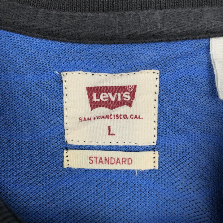 Levi's striped pattern short-sleeved polo shirt, men's size L (approx.) cotton black type Vintage Second Hand